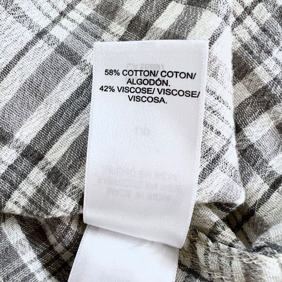Lucky Brand Women Gauze White Gray Stripe Button Up Lightweight Shirt Size Large - Picture 5 of 5